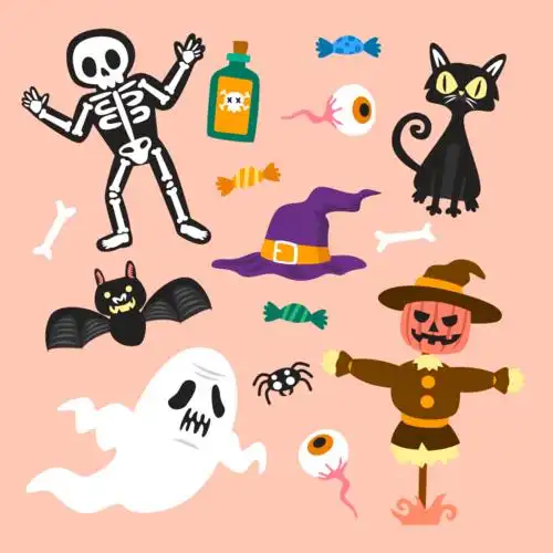 手绘风格万圣节元素矢量素材aiepspng