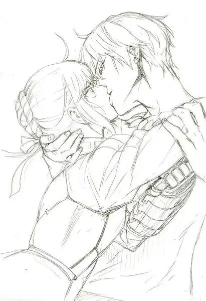 素描情侣动漫人物