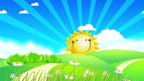 卡通太阳草地背景循环_1920x1080_舞台背景_卡通动画_舞台背景下载