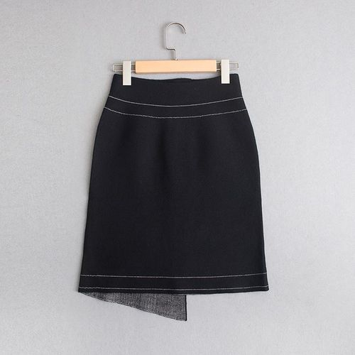 女神款包臀裙纽扣针织半身裙女秋冬不规则裙子女士黑色短裙a字裙