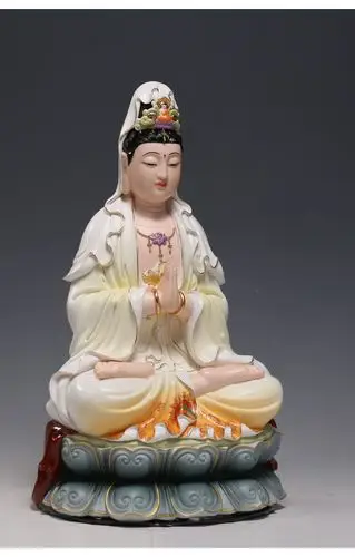 微美13吋18吋双手合十观音像陶瓷观音佛像工艺品摆设摆件供奉 白瓷款