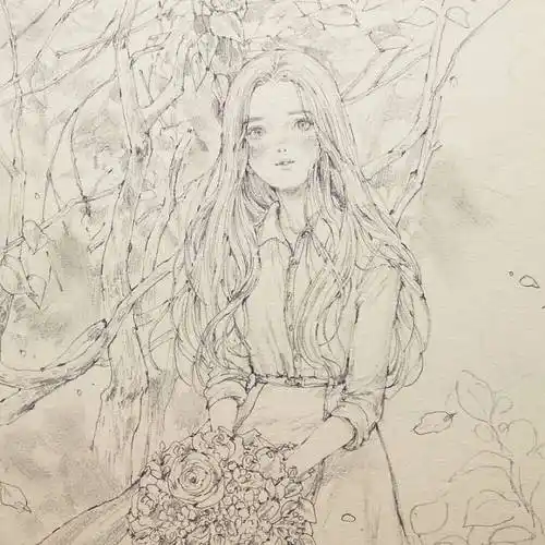韩国插画师 | aeppol 森林女孩日记 插画 线稿