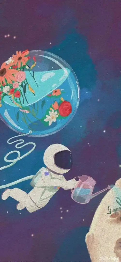 最近超火的太空人全面屏壁纸!每一张都绝美