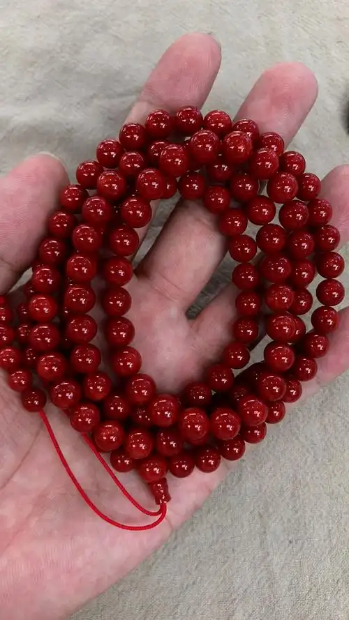 鑫源珊瑚意大利沙丁深色108佛珠