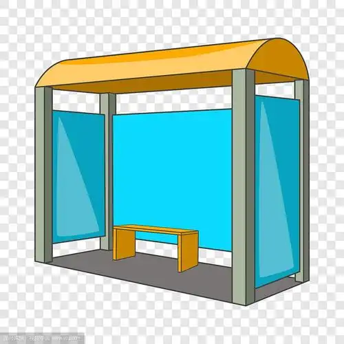 卡通风格的公交车站图标