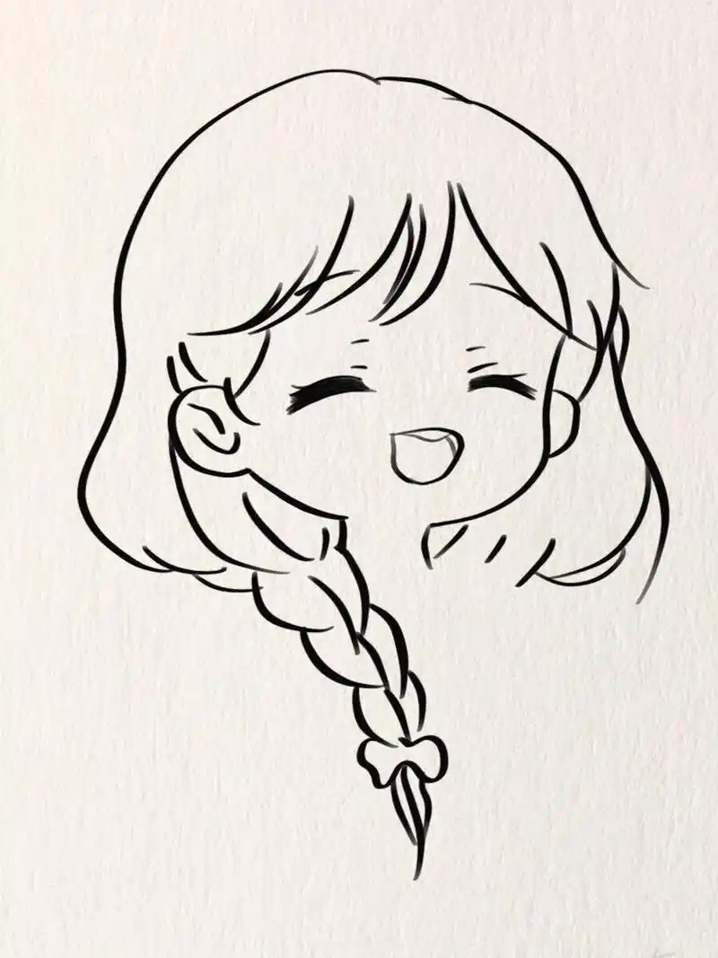 简笔画教程|爱笑的女孩14/100 爱笑的女孩子运气都不会差的