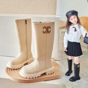 女童长靴小女孩高筒靴2022年春秋新款儿童长靴韩版中大童洋气皮靴