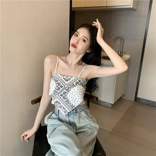 夏季ins风辣妹风腰果花吊带背心女内搭上衣外穿2021新款