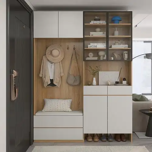 一体入户鞋柜家用门口玄关实木进门靠墙大容量鞋柜