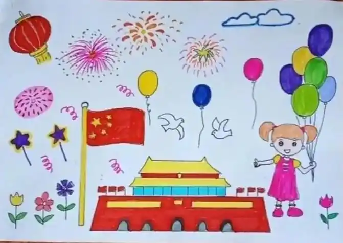 祖国我爱你,争做新时代好少年热爱祖国儿童画
