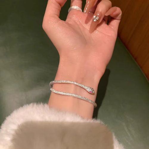 巨好看冷性风设计感小蛇轻奢手镯女小众精致百搭高级感手饰手链 银色