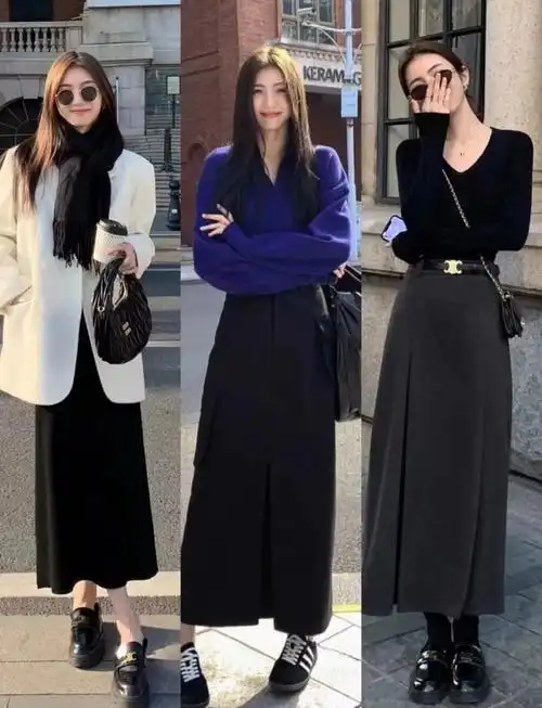 小知识:黑色半身长裙配什么上衣好看(照着穿衣范例搭配时尚显瘦)-图8