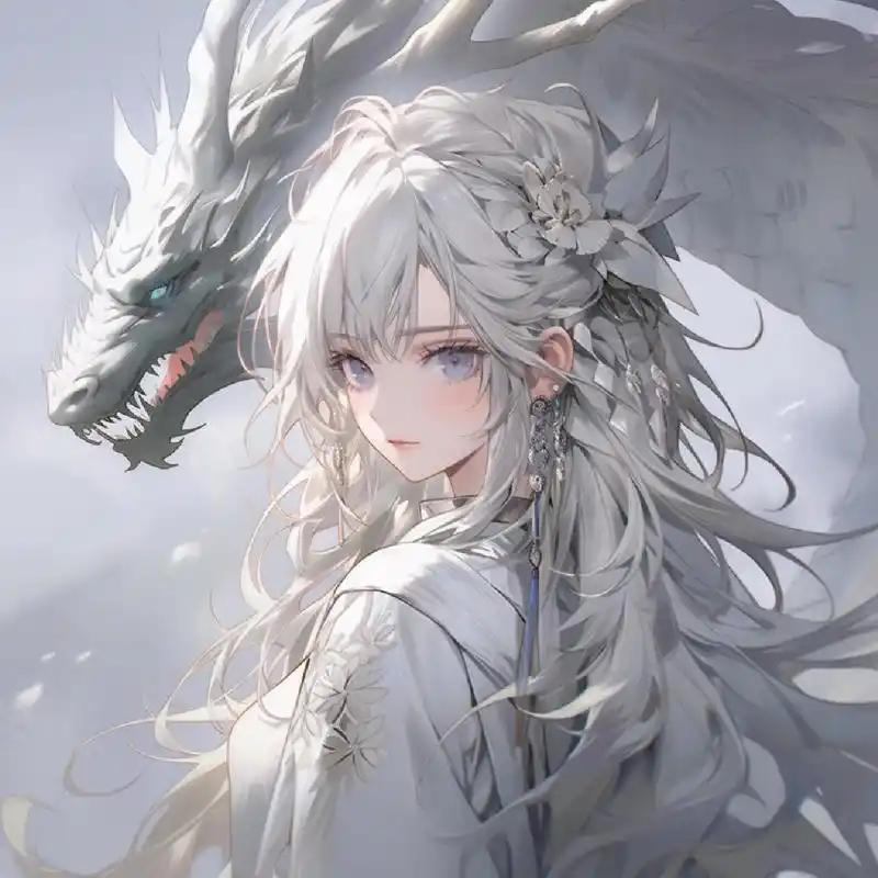 白龙|白色系二次元绝美白发情侣唯美头像 一家三口就要整整齐齐!