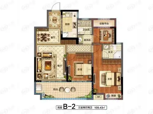 中国铁建花语江南3室2厅2卫户型图 - 铜陵乐居