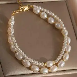 天然淡水珍珠手链多层手串图片