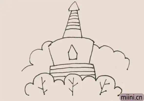 辽阳白塔公园简笔画 简笔画图片大全-普车都