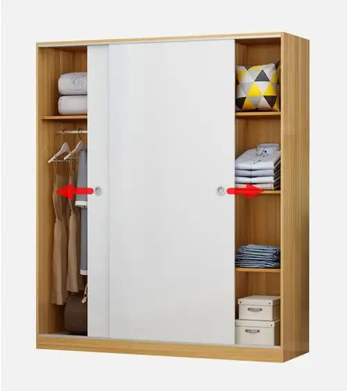 推拉门衣柜40cm深款家用卧室简约小户型滑门衣橱移门柜免安装 三门180