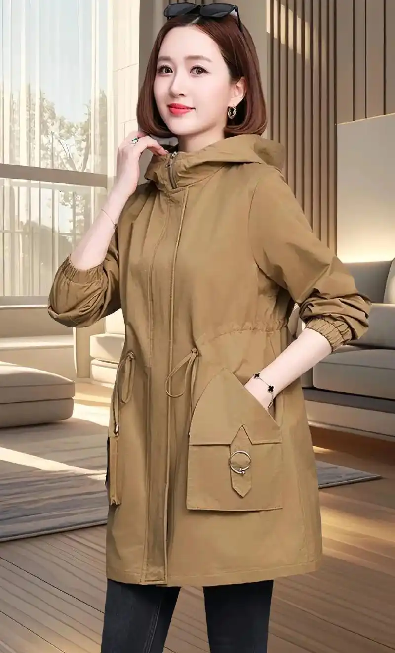 秋季大码中长款风衣外套