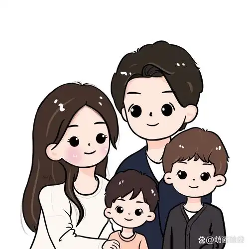 亲子头像|一家四口|两个儿子