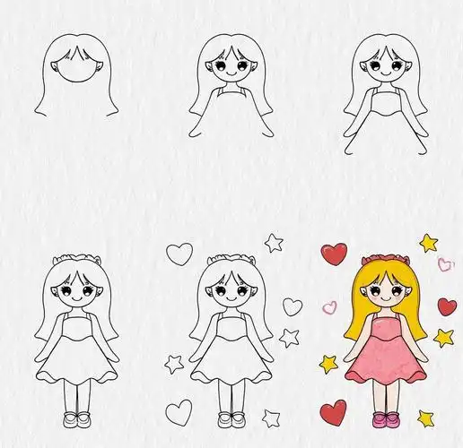 👗裙子女孩简笔画🎨