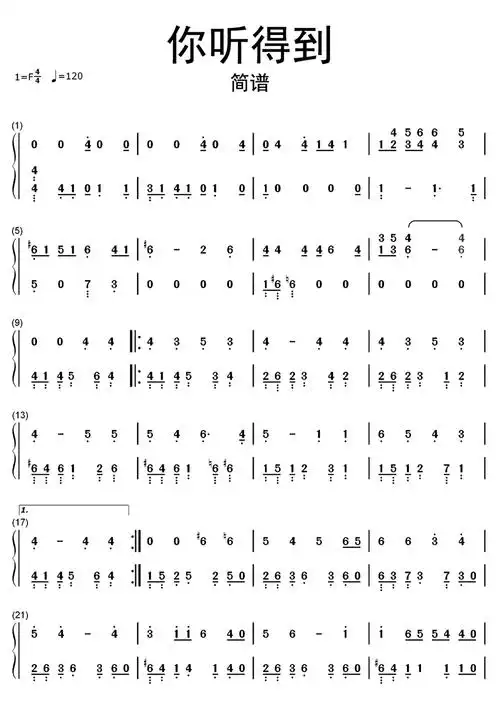 你听得到简谱