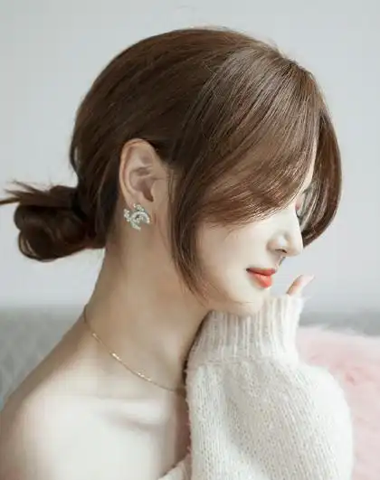 网红空气八字刘海假发片 中分刘海微卷无痕自然真发头顶补发女