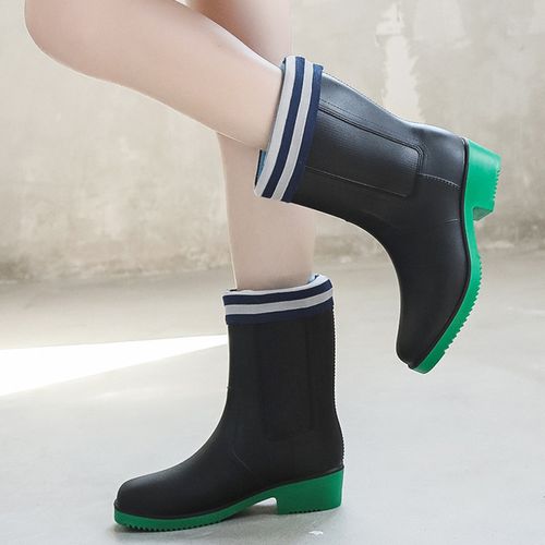 时尚雨鞋女外穿水鞋工作雨靴女士马丁水靴保暖加绒中跟中筒胶鞋夏