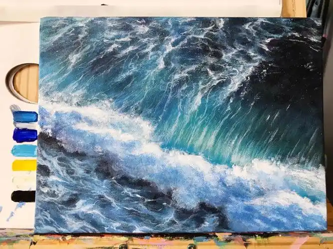 丙烯画海浪颜色77步骤