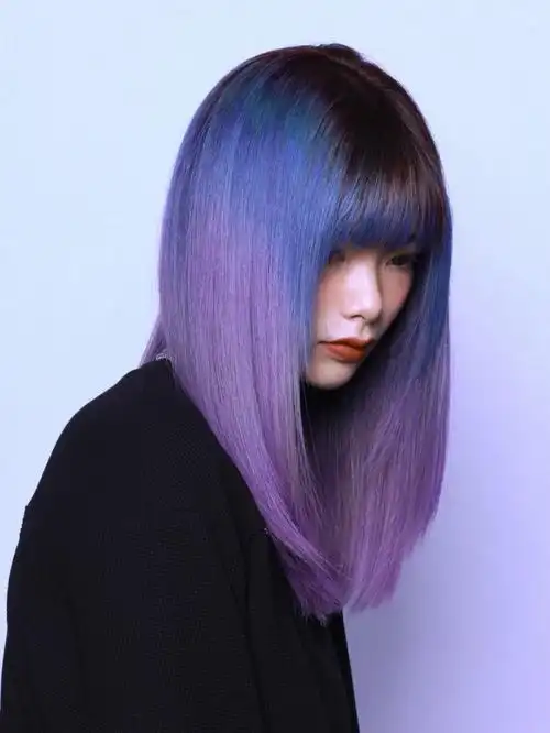 蓝紫渐变发色宇宙星云