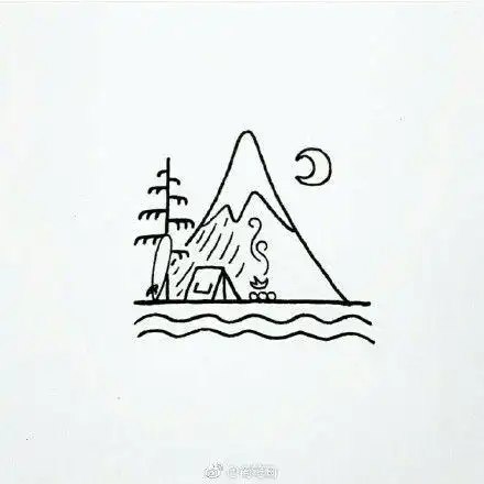 简笔画黑白风景画