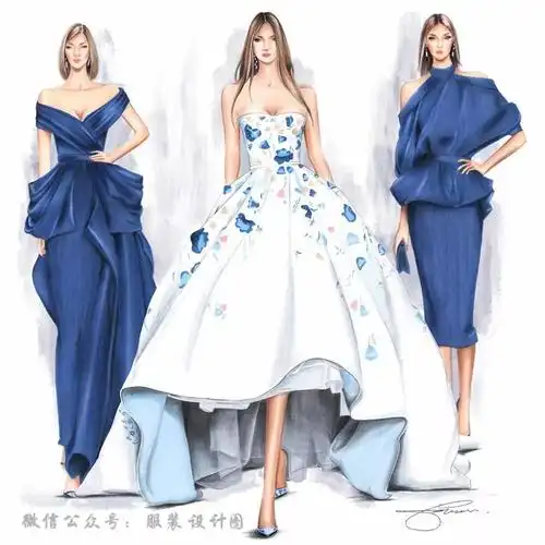 服装设计手绘效果图彩铅礼服时装画欣赏彩铅入门基础