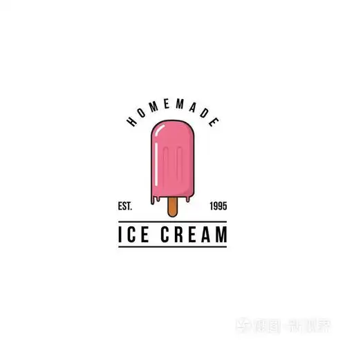 粉红色冰棒冰淇淋标志, 标志, 图标, 平面设计, 矢量设计, 模板