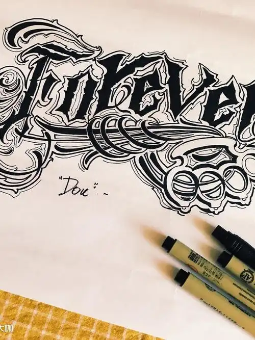 哥特字体_纹身图案手稿图片_小法斗的纹身作品集