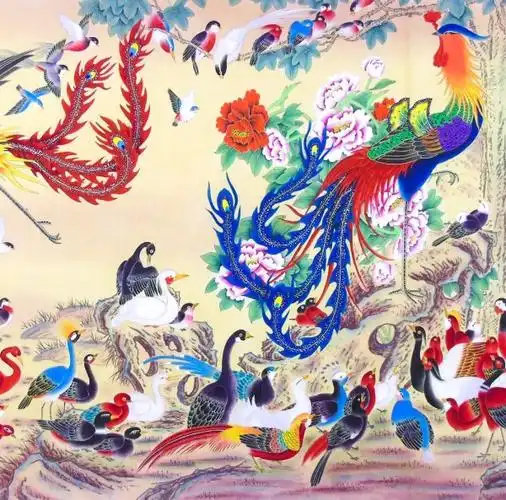 百鸟朝凤作者王留成作品尺寸24010