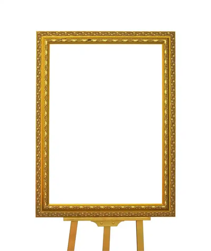 金相框,黄金矩形框架画架与剪切路径包括隔离