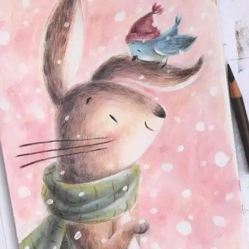 可爱的小动物jbellstudio彩铅手绘插画