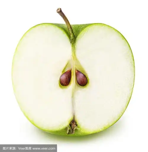 一个切成绿色的苹果孤立在白色的背景上