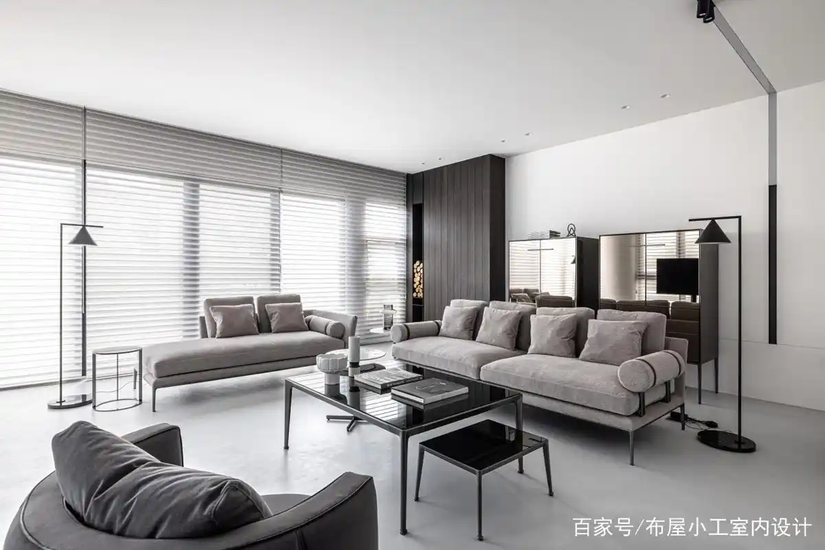 布屋小工丨105㎡现代简约一居室,黑白灰搭配出满满的艺术格调