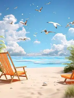 夏日清凉感冲浪板背景插画ai背景免费下载_png格式_1456像素_编号5050