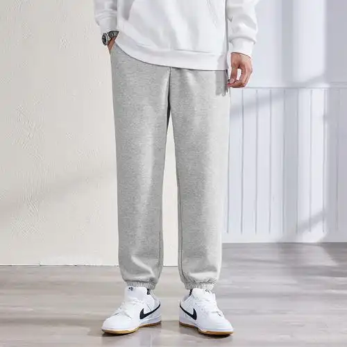 6元]唐狮春季新款灰色潮流运动裤男宽松卫裤束脚休闲裤帅气裤子w
