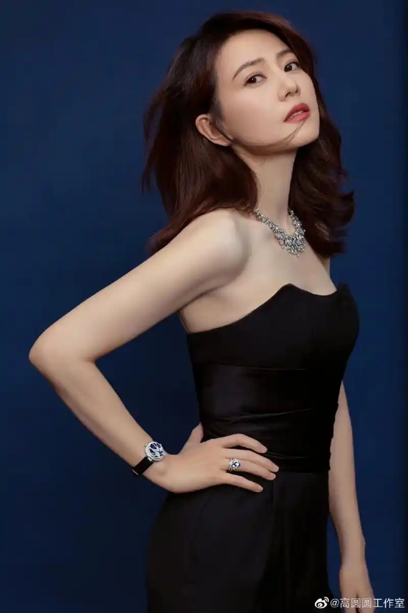 高圆圆穿黑色抹胸礼服裙真美,气质还是这么出众!