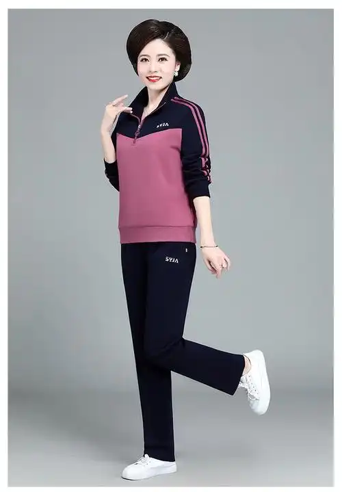 蓝欲中老年女装春秋运动服套装女休闲卫衣套40岁50年轻妈妈春装外套