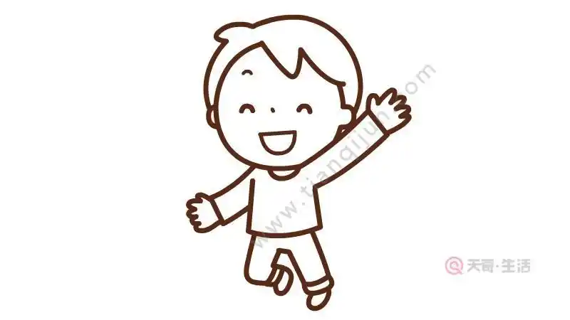 儿童简笔画侧面站的人带颜色
