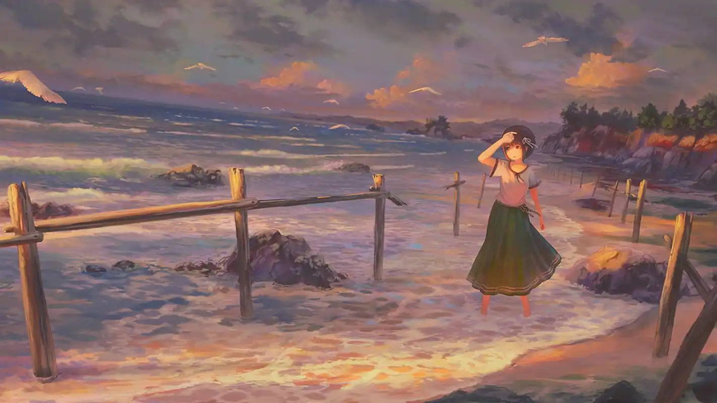 唯美二次元插画图片桌面壁纸高清大图预览1920x1080_卡通动漫下载_美