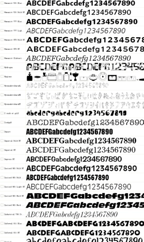 英文字体名称对照速查列表