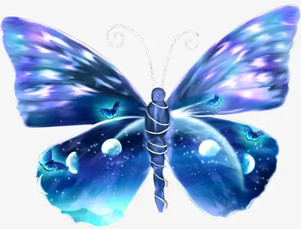 卡通手绘蓝色梦幻蝴蝶