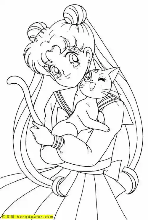 11张大眼睛迷迷糊糊的月亮公主美少女战士涂色图片 | 红豆饭小学生简
