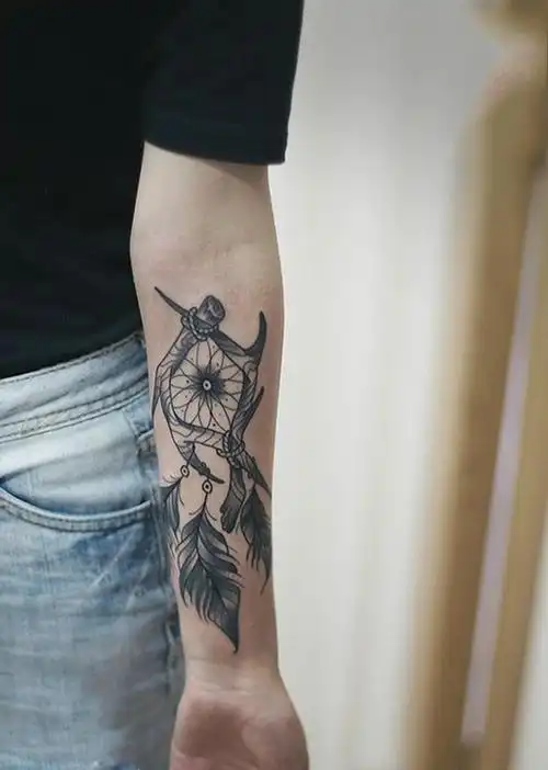 手臂鹿角捕梦网个性纹身图案赏析分享