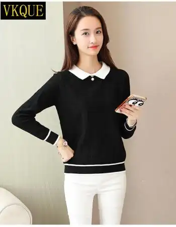 秋冬甜美高中少女学生打底衫线衣 黑色 均码