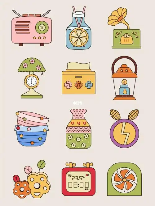 doodle风系列插画客厅里面有哪些小物件78